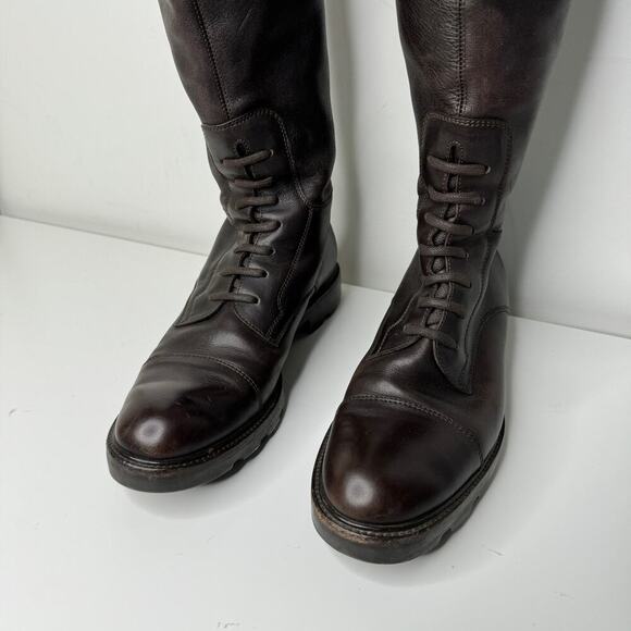 Gucci Tall Combat Brown Leather Boots 7.5 - Picture 10 of 15